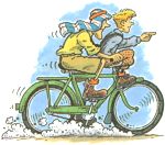 Young Indiana Jones in the Curse of Kha - Indy and Laurence on bike